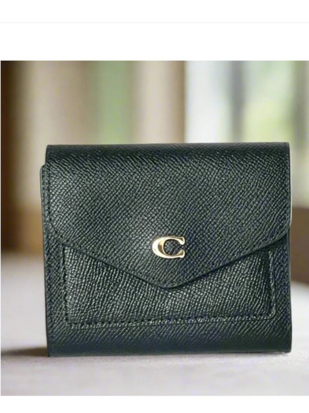 Coach Wyn Small Wallet Black Leather Trifold Billfold C2328 ORGPKG